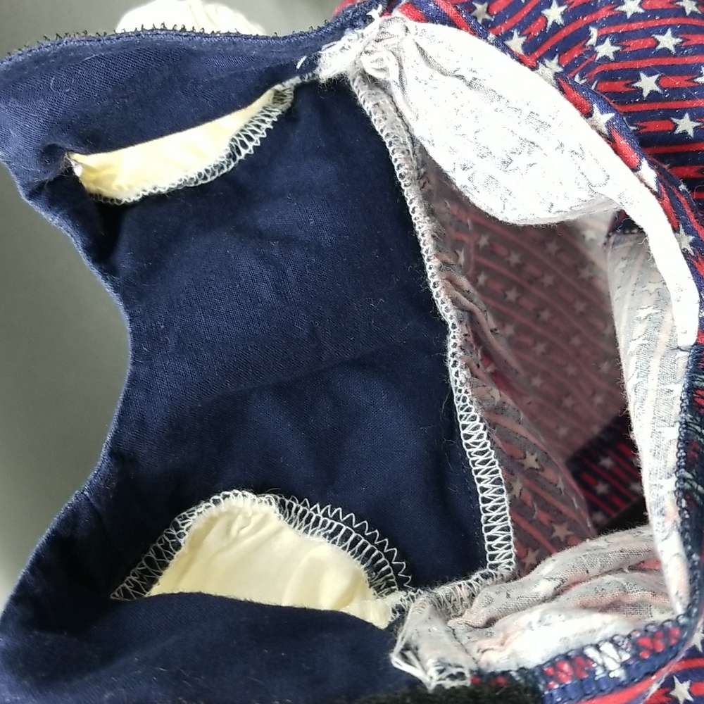 Handcrafted Handmade Red, White and Blue Americana Doll Dress - Picture 8 of 9